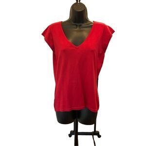 EMANUEL UNGARO Red Cap Sleeve Silk Blouse - size Medium